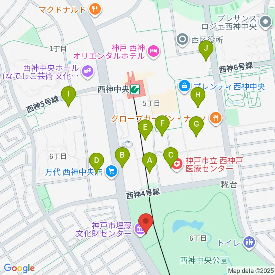 神戸市埋蔵文化財センター周辺の駐車場・コインパーキング一覧地図