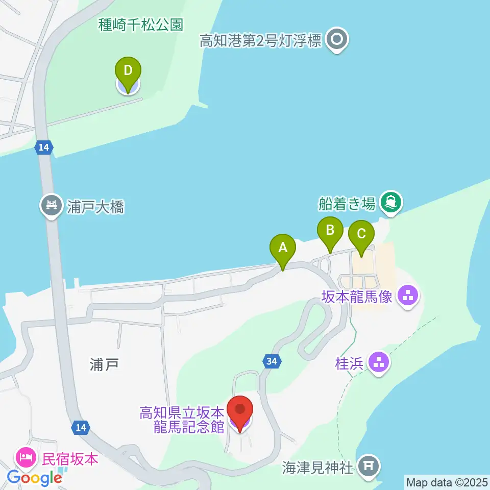 高知県立坂本龍馬記念館周辺の駐車場・コインパーキング一覧地図