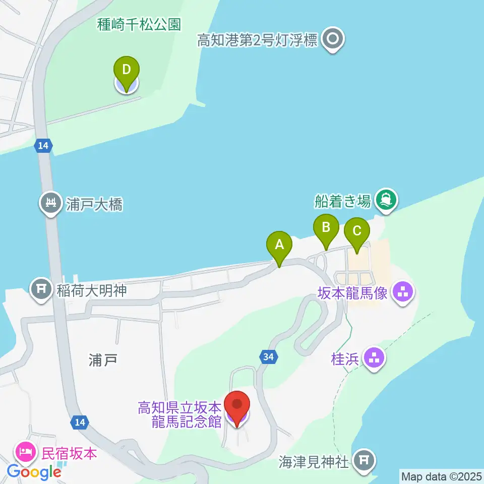 高知県立坂本龍馬記念館周辺の駐車場・コインパーキング一覧地図