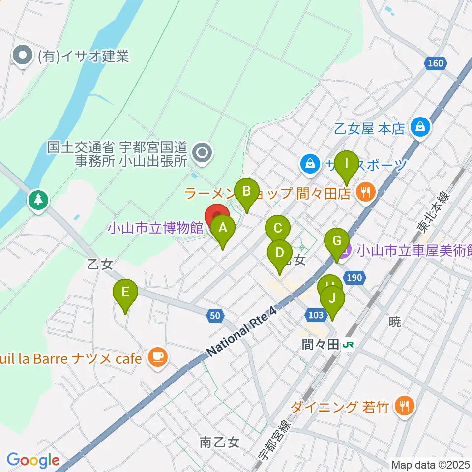 小山市立博物館周辺の駐車場・コインパーキング一覧地図