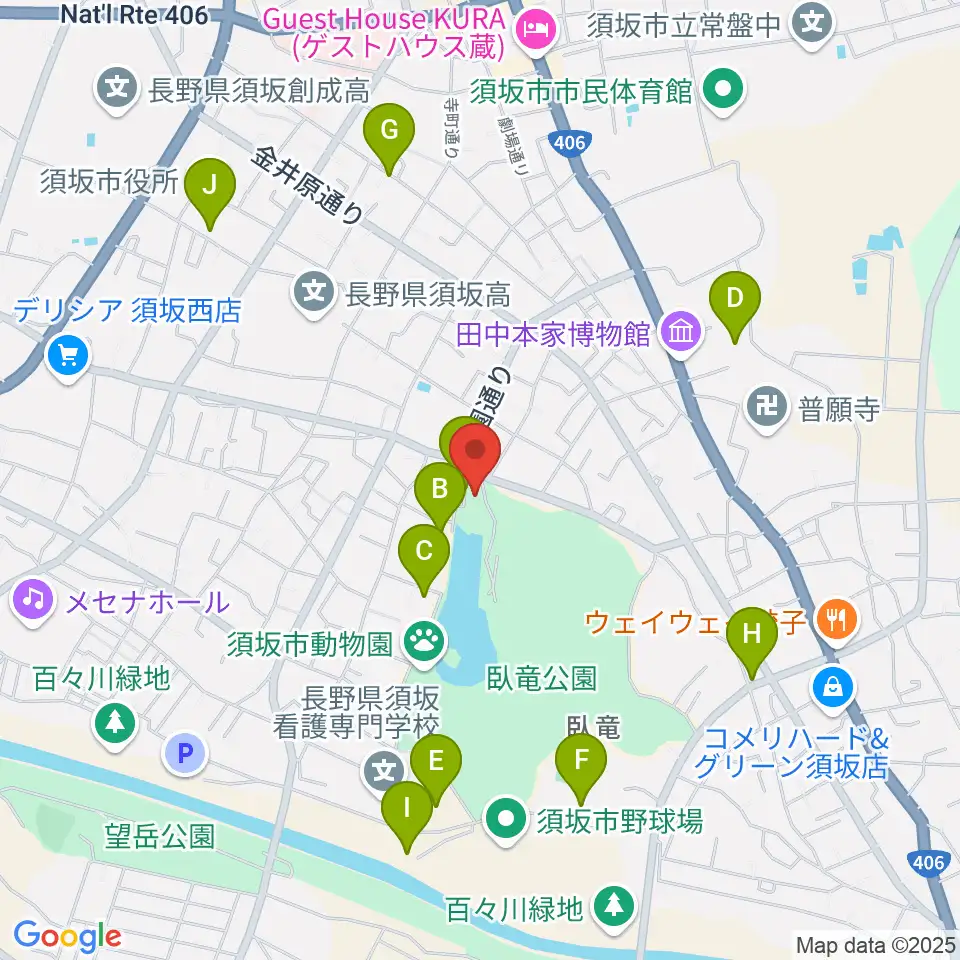 須坂市立博物館周辺の駐車場・コインパーキング一覧地図