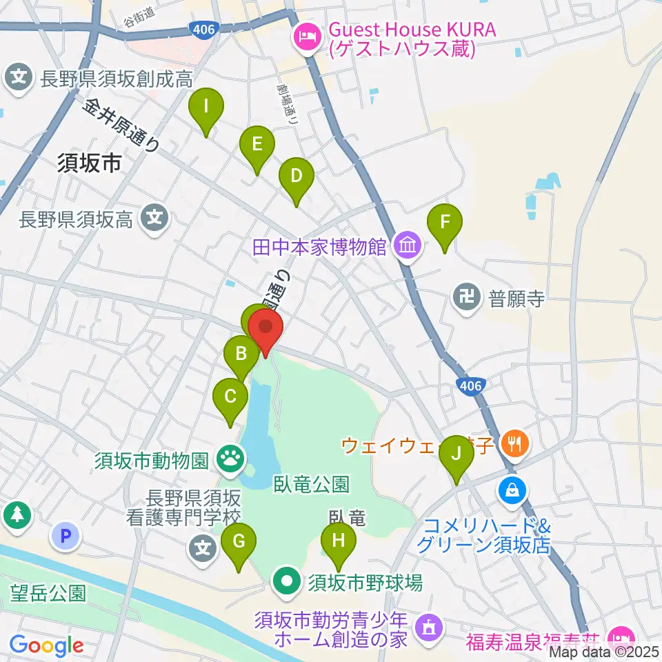 須坂市立博物館周辺の駐車場・コインパーキング一覧地図