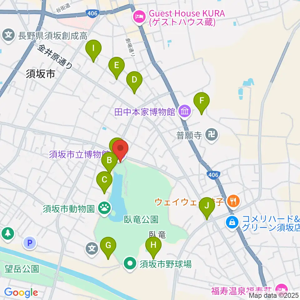 須坂市立博物館周辺の駐車場・コインパーキング一覧地図