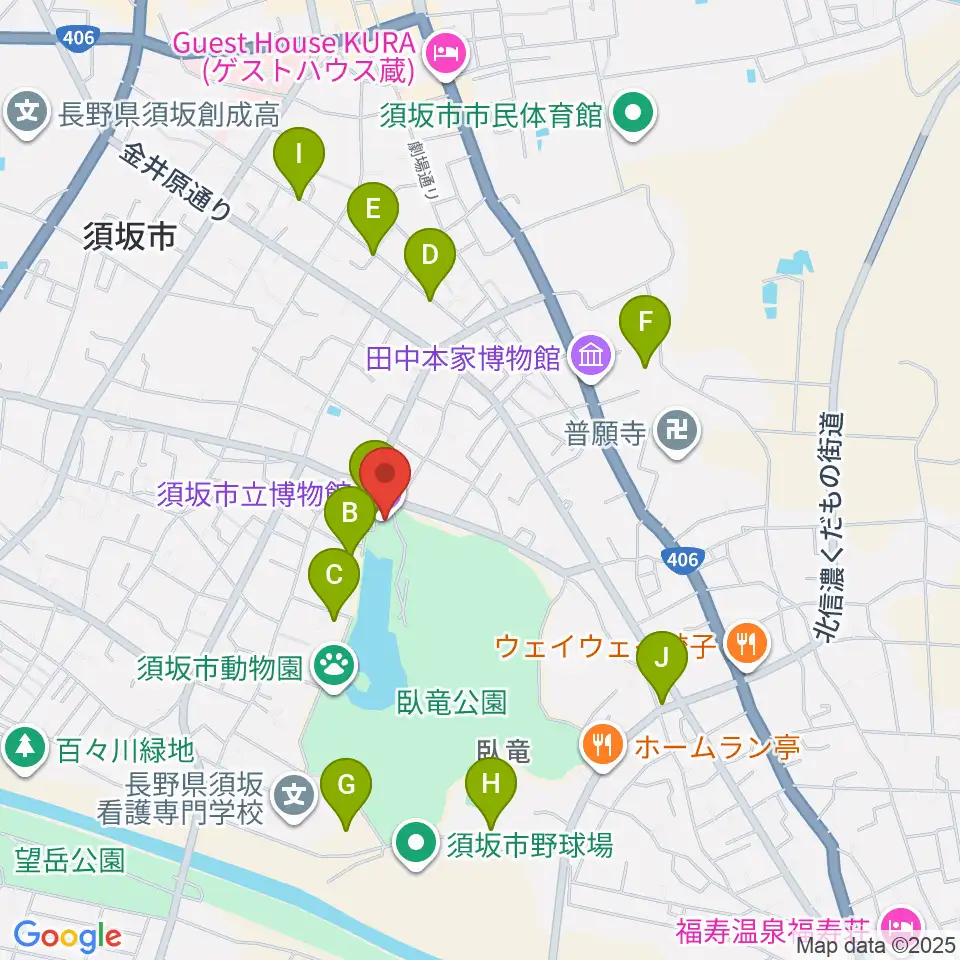 須坂市立博物館周辺の駐車場・コインパーキング一覧地図