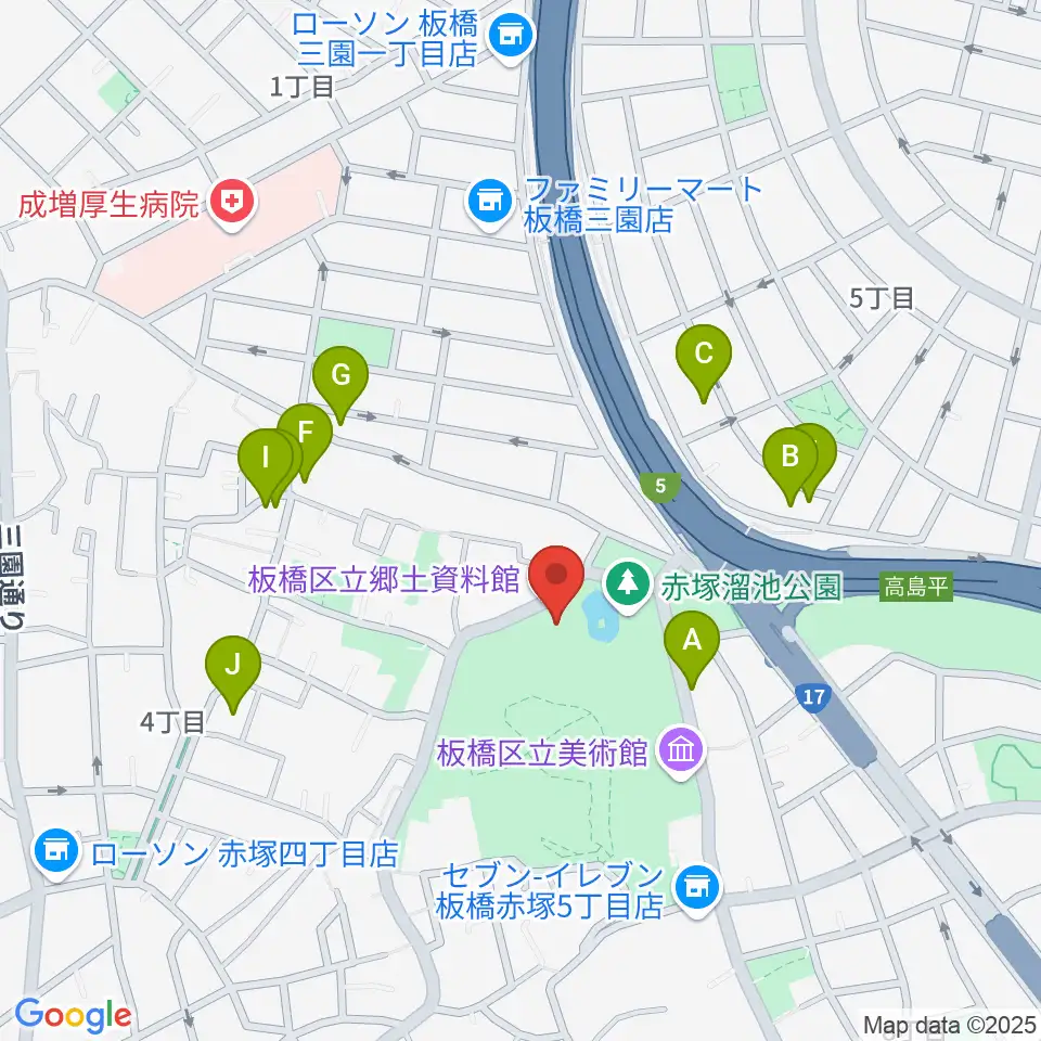 板橋区立郷土資料館周辺の駐車場・コインパーキング一覧地図