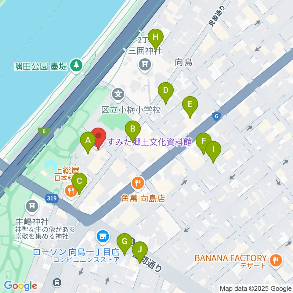 すみだ郷土文化資料館周辺の駐車場・コインパーキング一覧地図