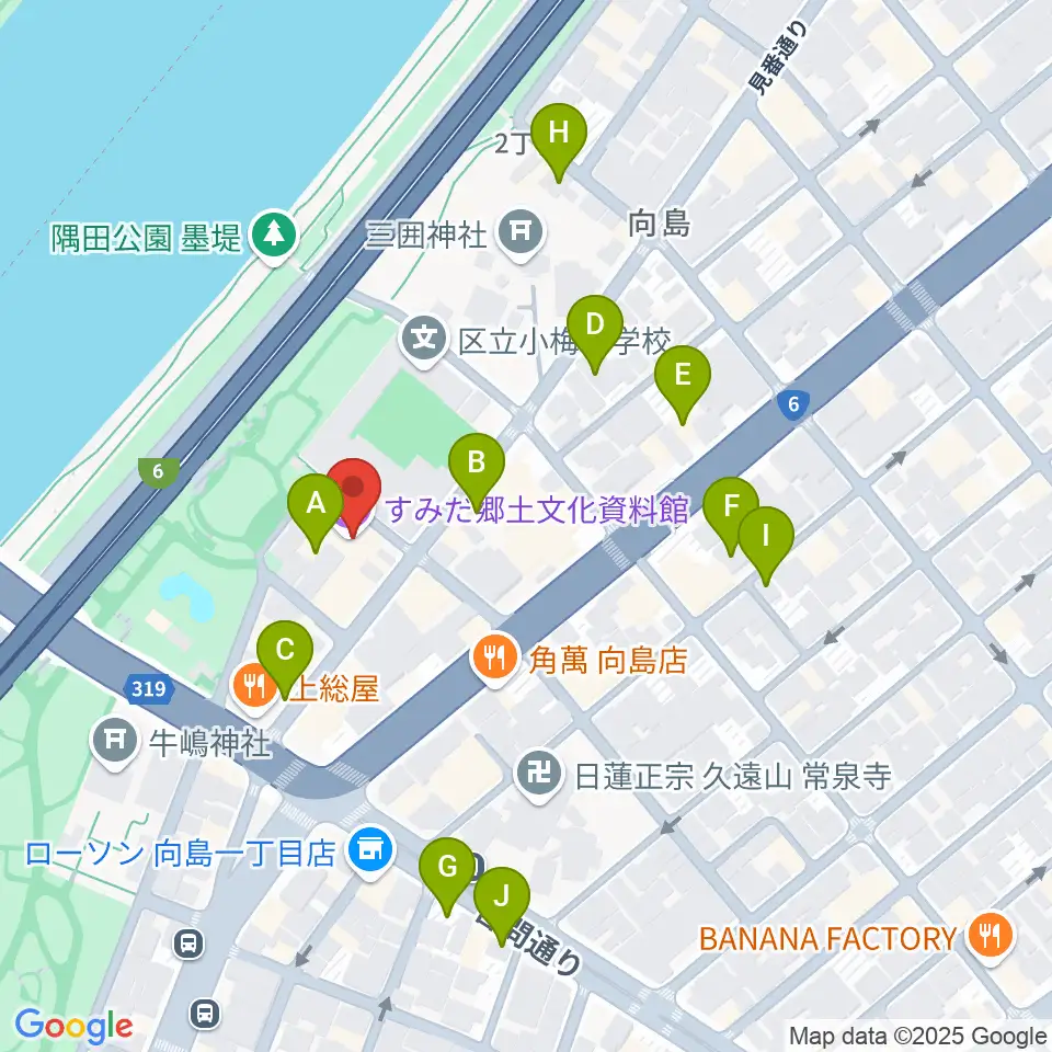 すみだ郷土文化資料館周辺の駐車場・コインパーキング一覧地図