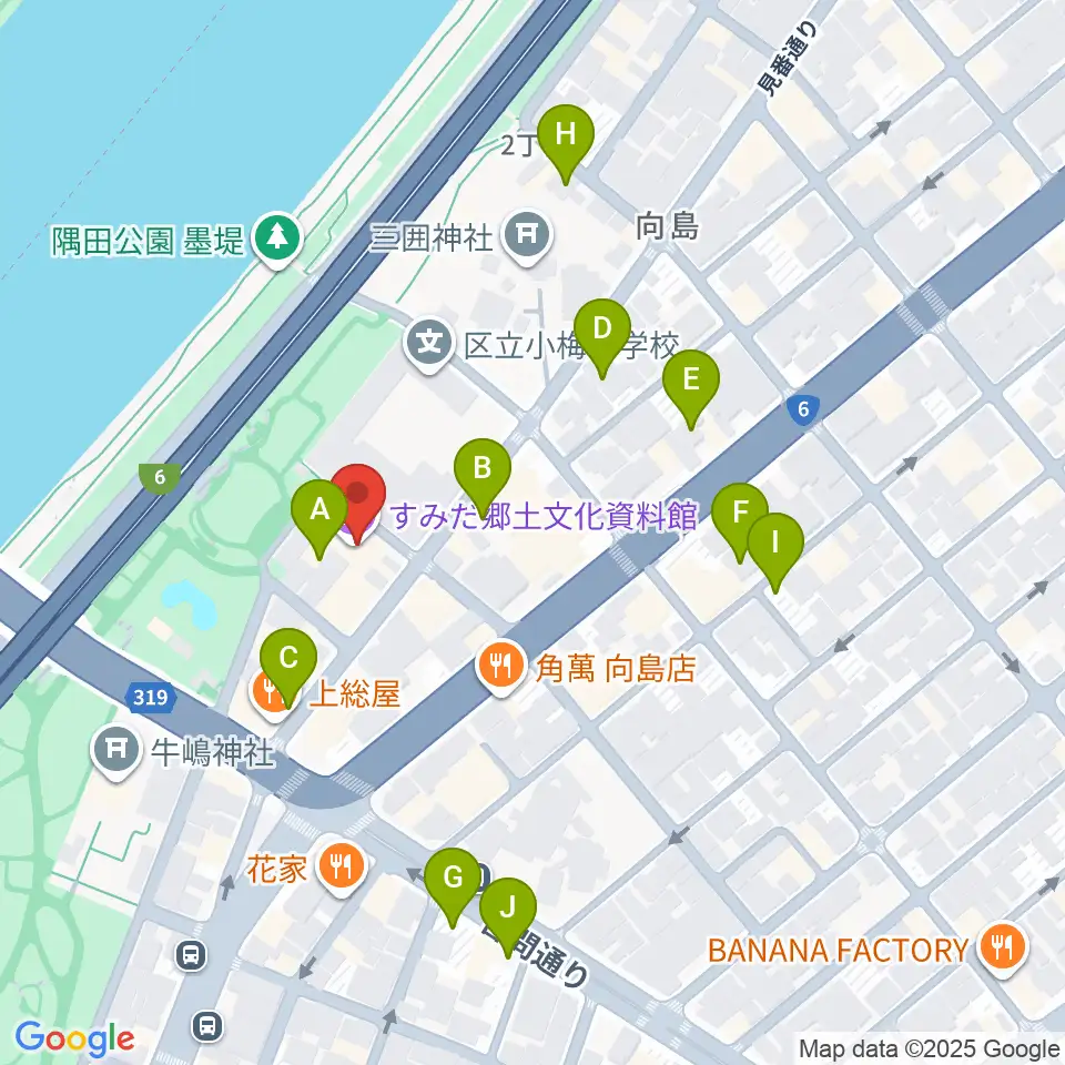 すみだ郷土文化資料館周辺の駐車場・コインパーキング一覧地図
