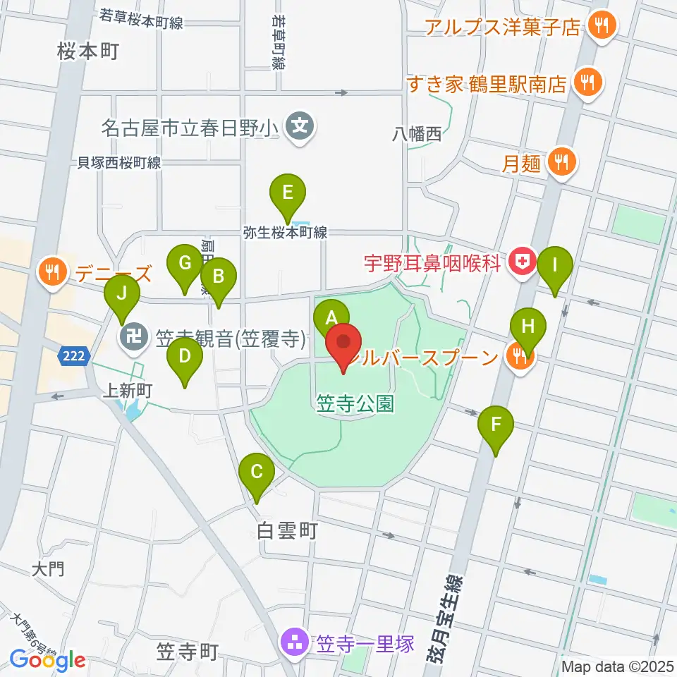 名古屋市見晴台考古資料館周辺の駐車場・コインパーキング一覧地図