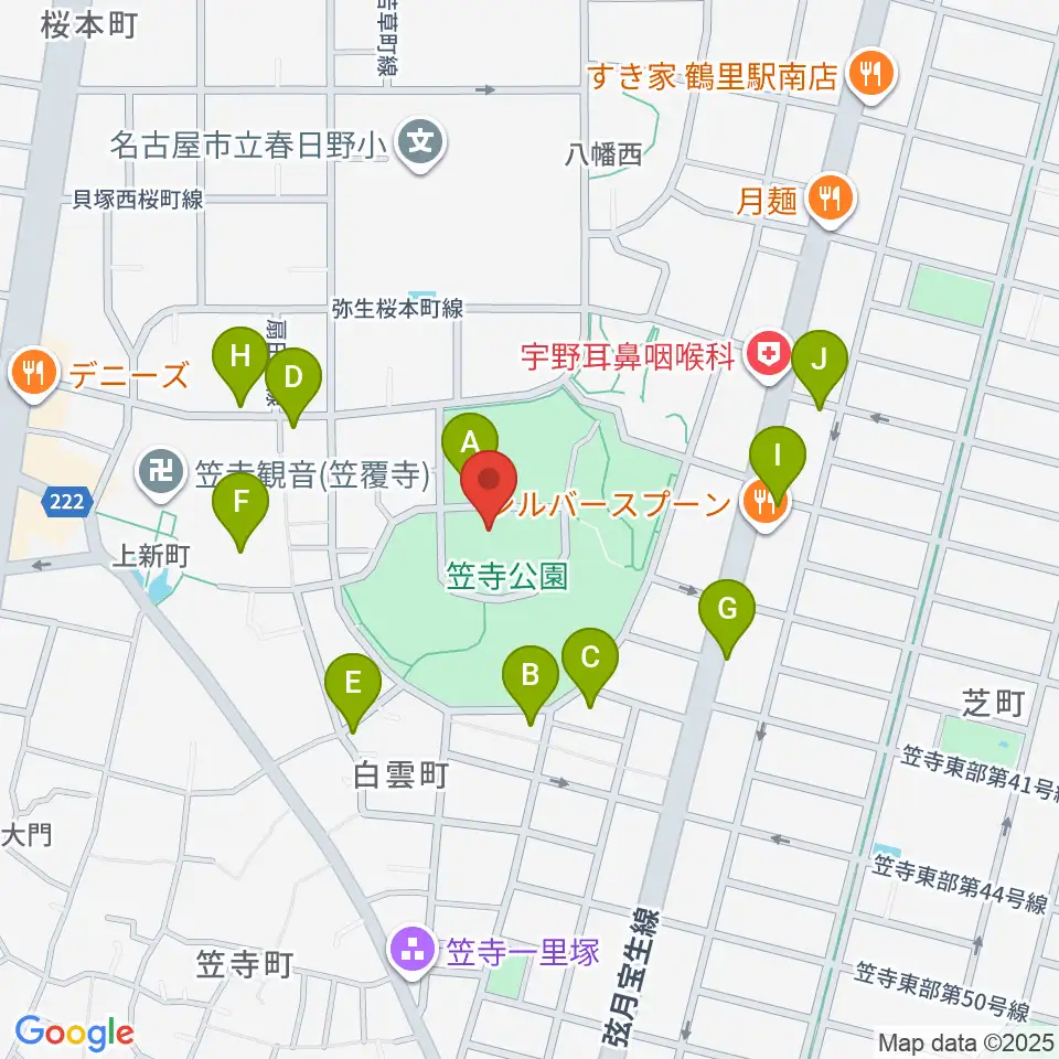 名古屋市見晴台考古資料館周辺の駐車場・コインパーキング一覧地図