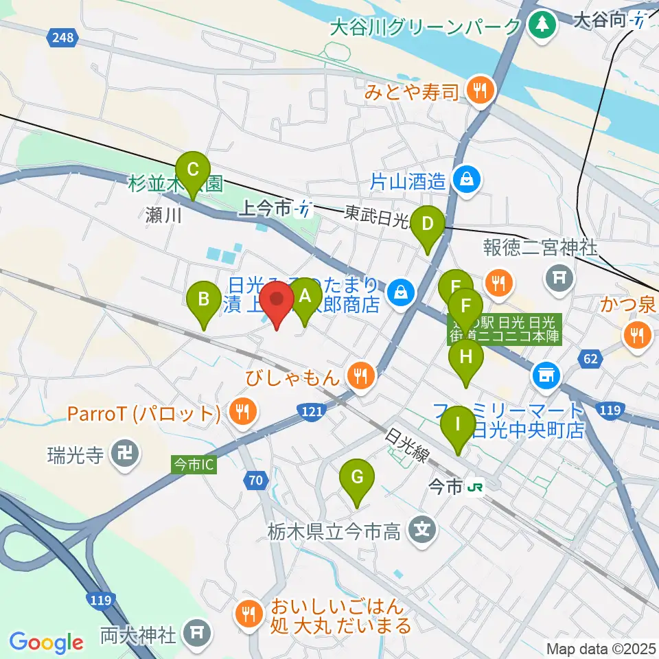 日光市歴史民俗資料館・二宮尊徳記念館周辺の駐車場・コインパーキング一覧地図