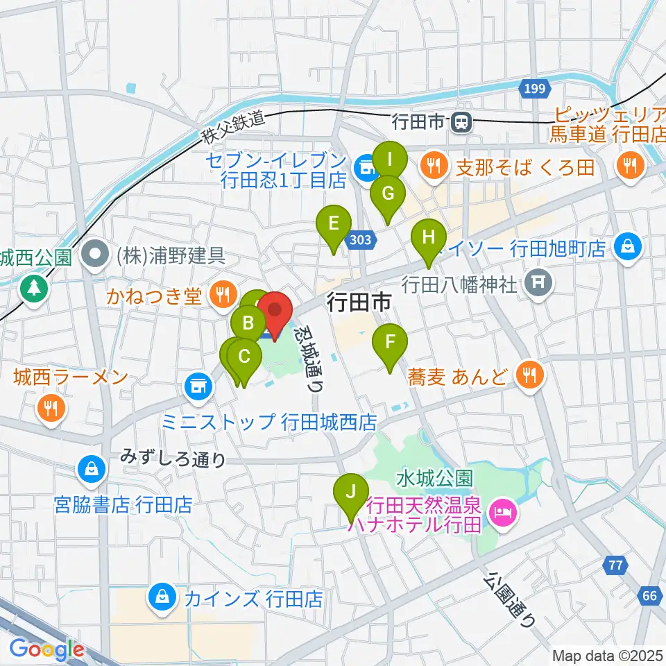 行田市郷土博物館周辺の駐車場・コインパーキング一覧地図
