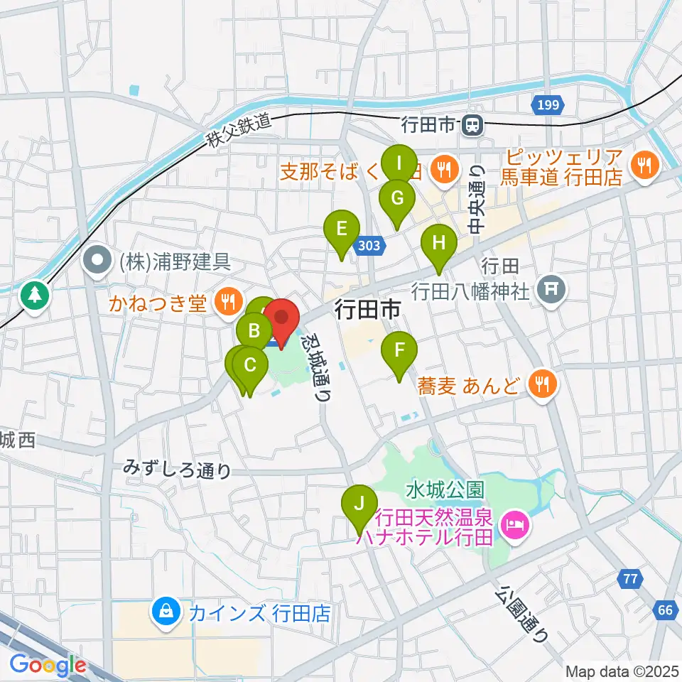 行田市郷土博物館周辺の駐車場・コインパーキング一覧地図