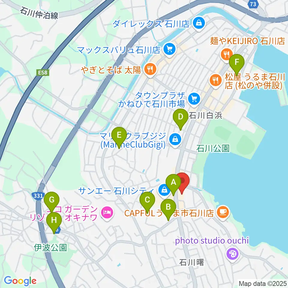 うるま市立石川歴史民俗資料館周辺の駐車場・コインパーキング一覧地図