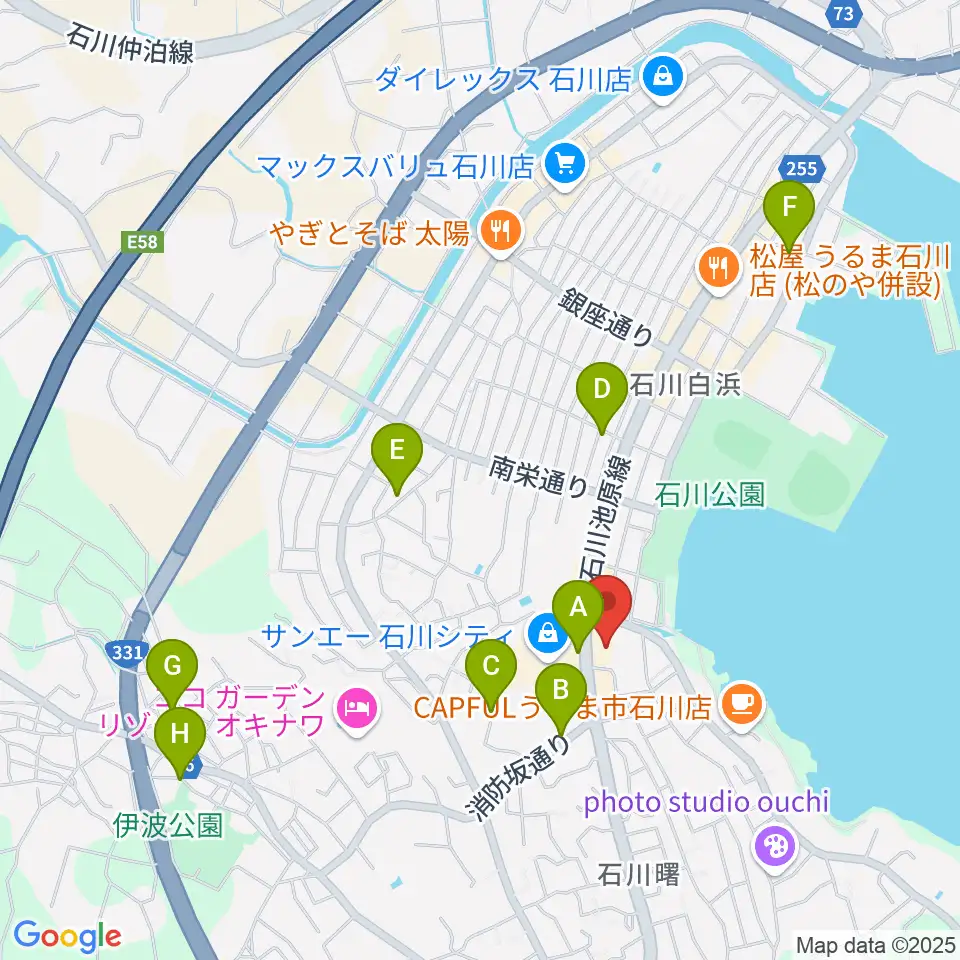 うるま市立石川歴史民俗資料館周辺の駐車場・コインパーキング一覧地図