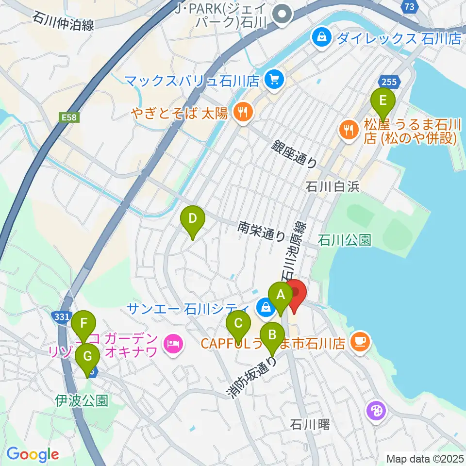 うるま市立石川歴史民俗資料館周辺の駐車場・コインパーキング一覧地図