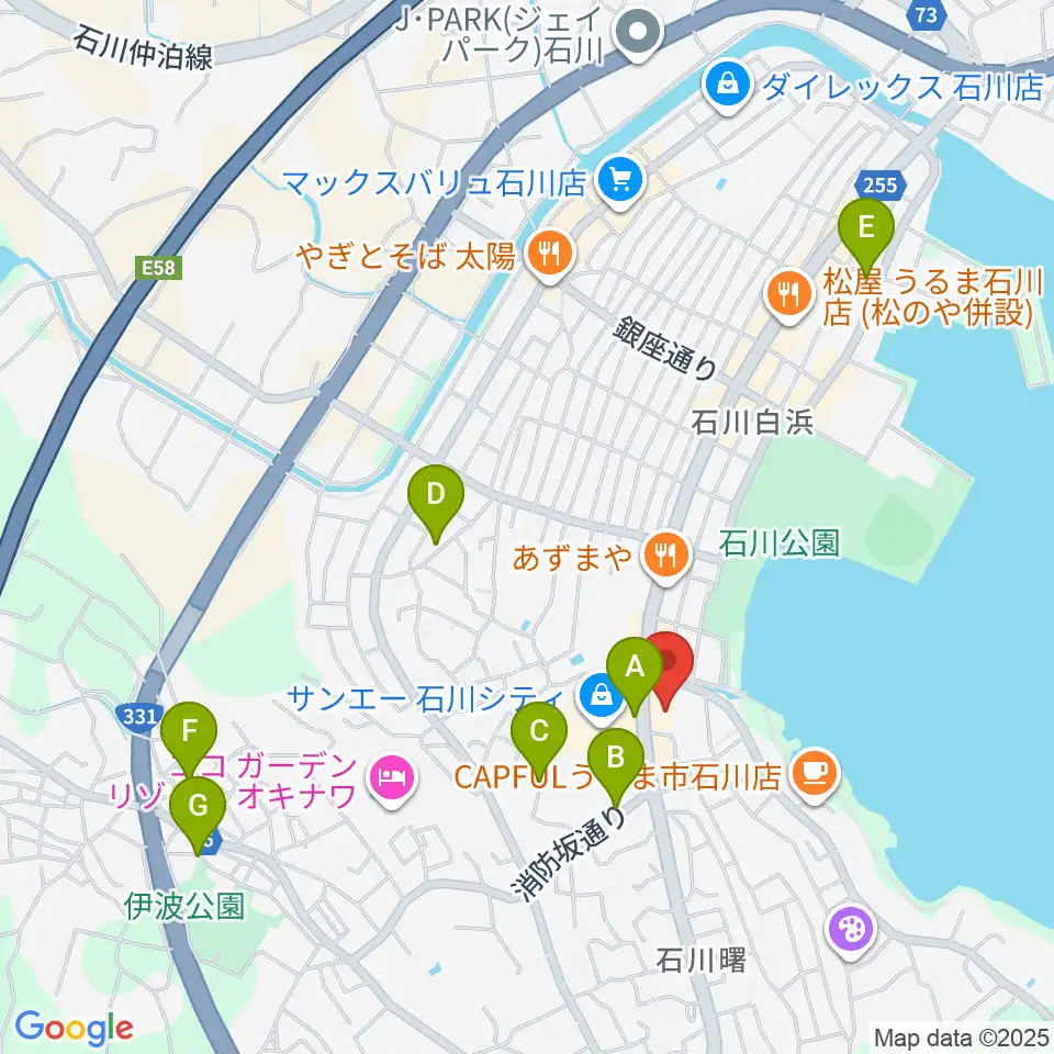 うるま市立石川歴史民俗資料館周辺の駐車場・コインパーキング一覧地図
