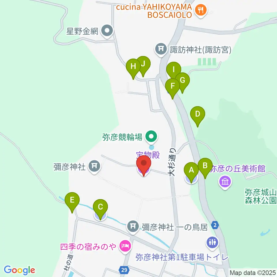 彌彦神社宝物殿周辺の駐車場・コインパーキング一覧地図