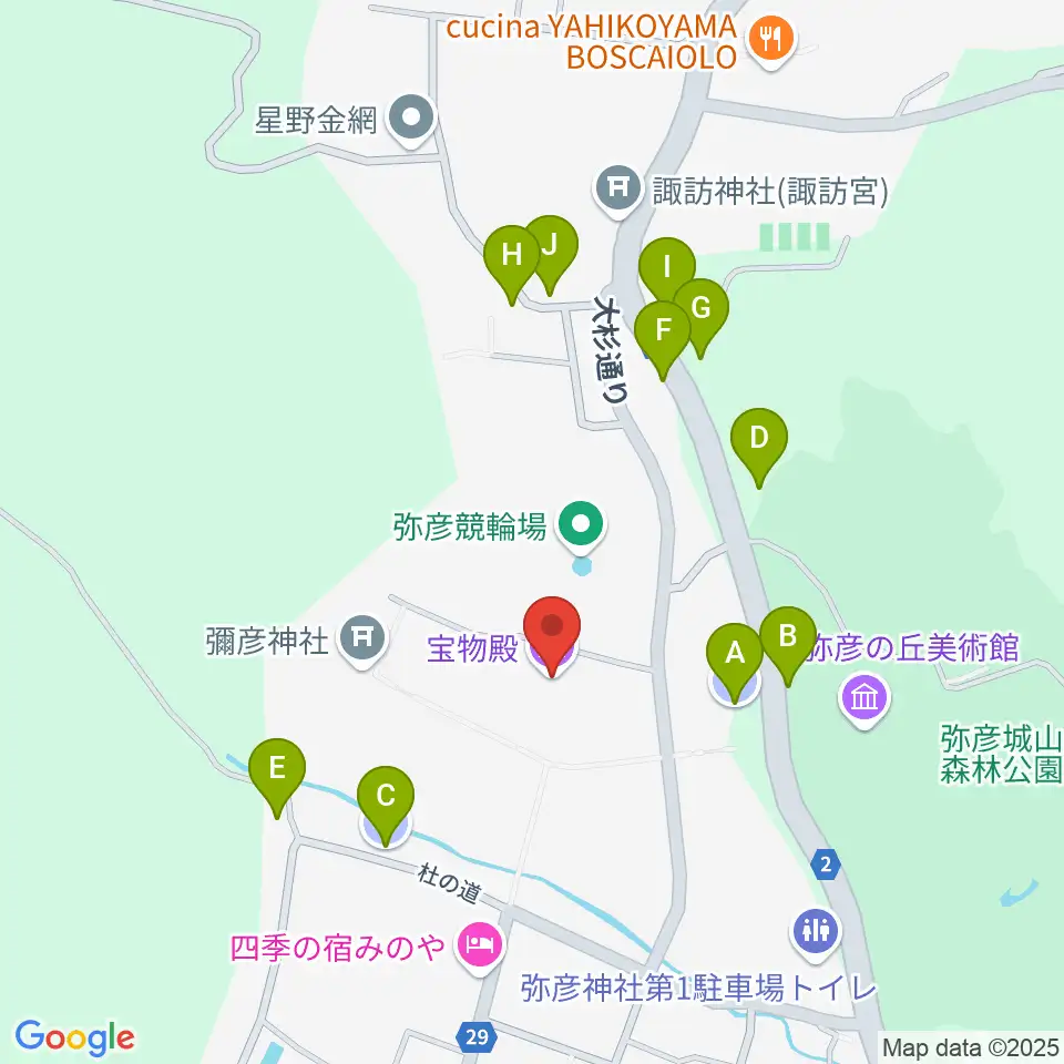 彌彦神社宝物殿周辺の駐車場・コインパーキング一覧地図