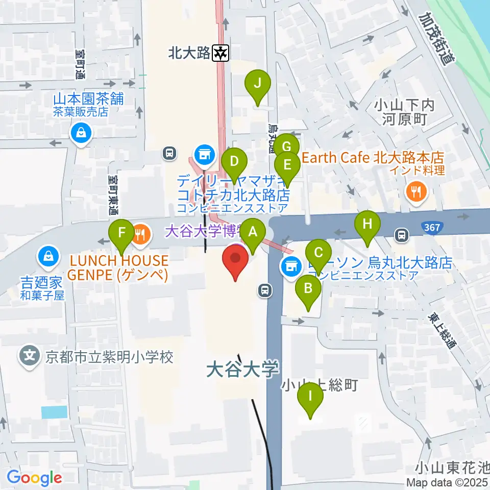 大谷大学博物館周辺の駐車場・コインパーキング一覧地図