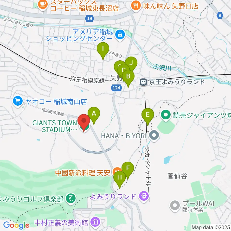 ジャイアンツタウンスタジアム周辺の駐車場・コインパーキング一覧地図