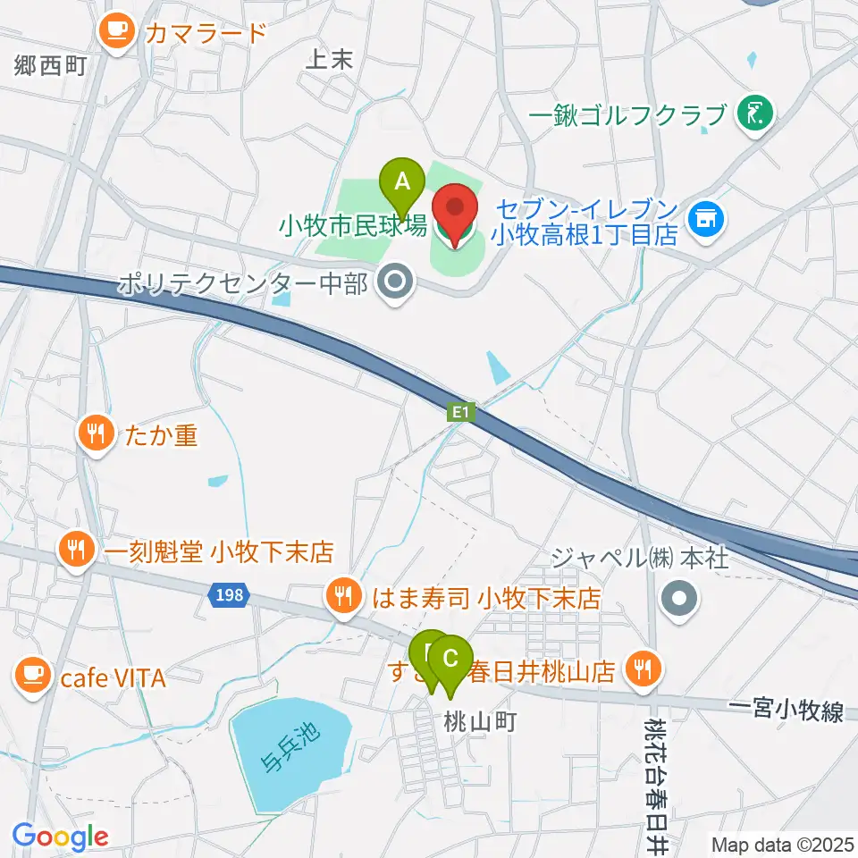 小牧市民球場周辺の駐車場・コインパーキング一覧地図