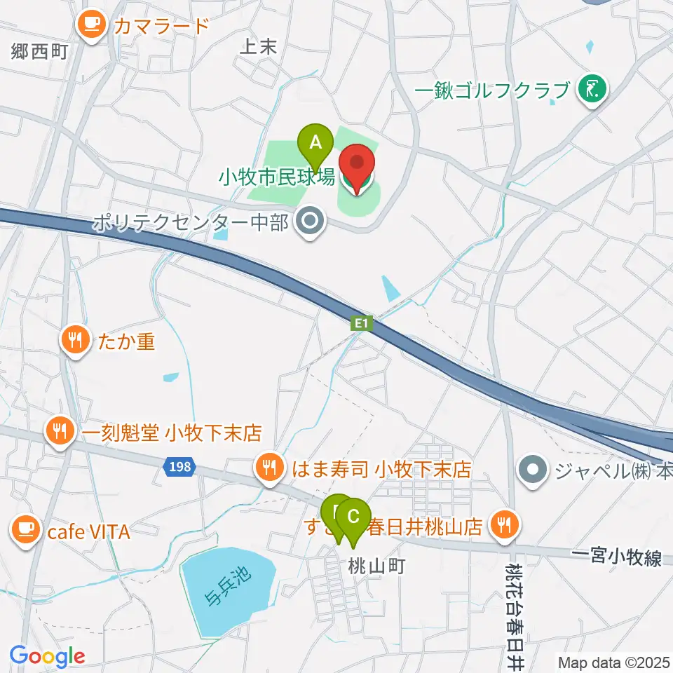 小牧市民球場周辺の駐車場・コインパーキング一覧地図