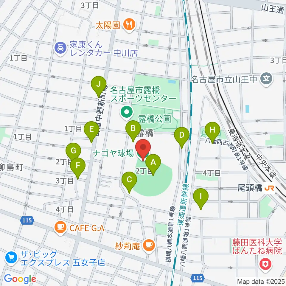 ナゴヤ球場周辺の駐車場・コインパーキング一覧地図