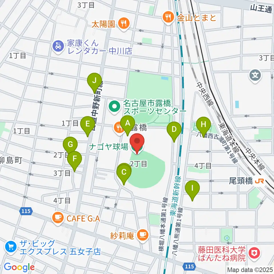 ナゴヤ球場周辺の駐車場・コインパーキング一覧地図