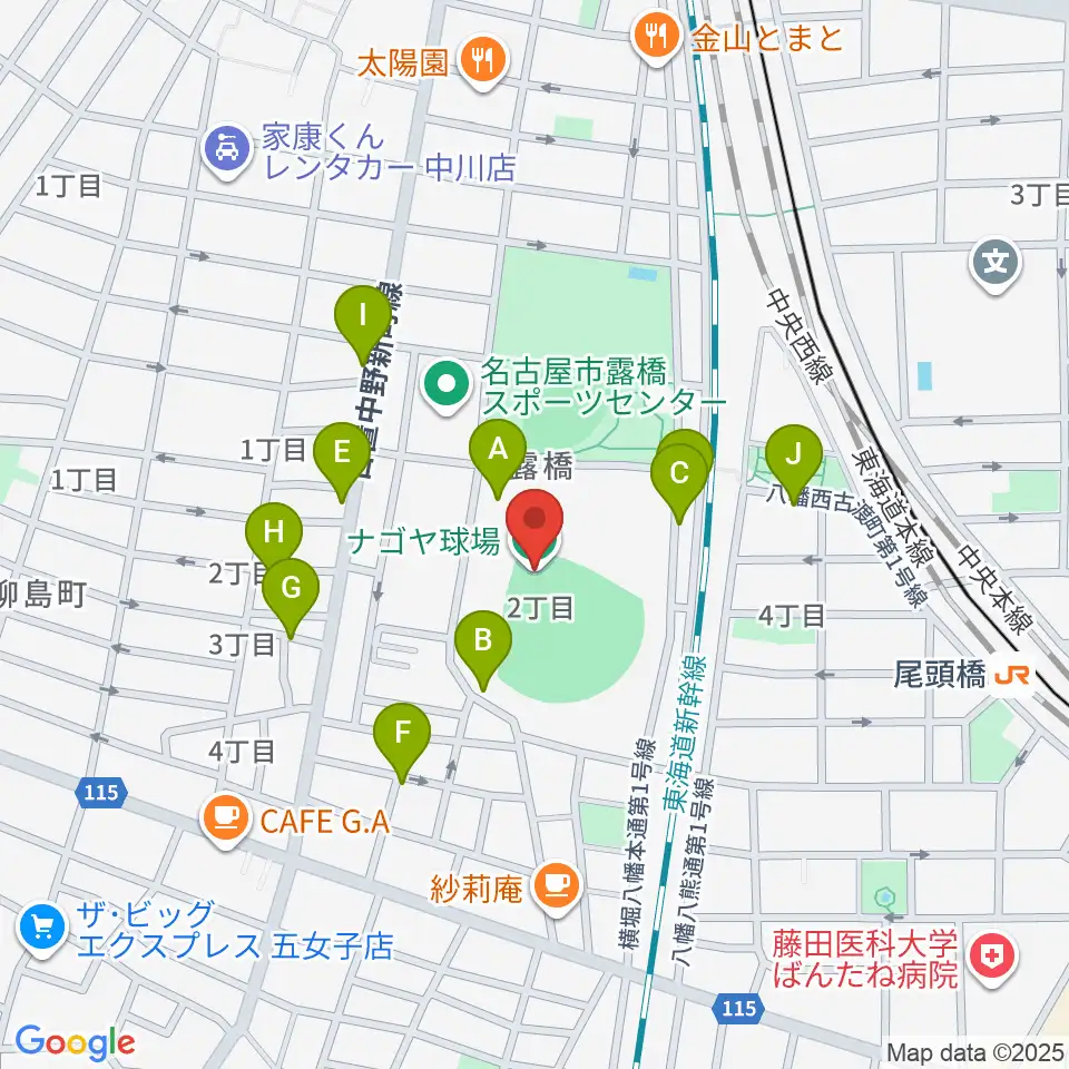ナゴヤ球場周辺の駐車場・コインパーキング一覧地図