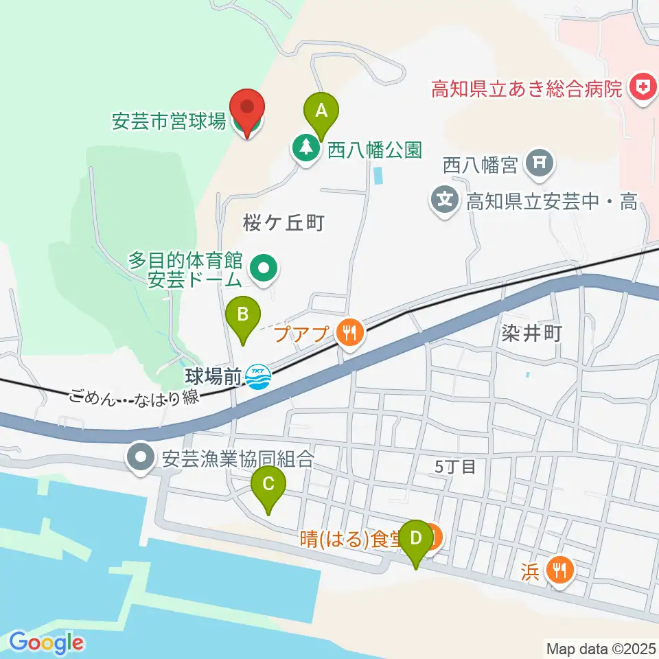安芸市営球場(安芸タイガース球場)周辺の駐車場・コインパーキング一覧地図