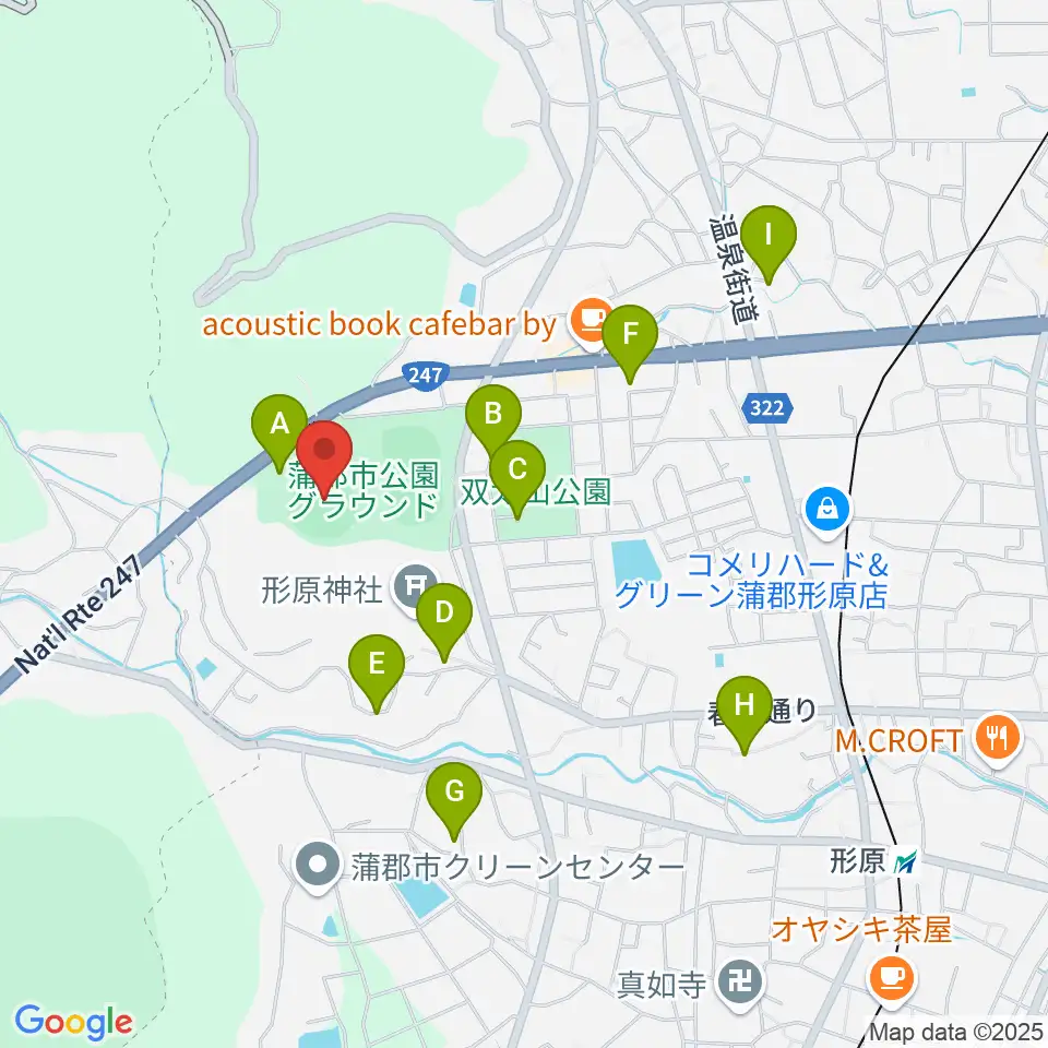 蒲郡市公園グラウンド野球場周辺の駐車場・コインパーキング一覧地図