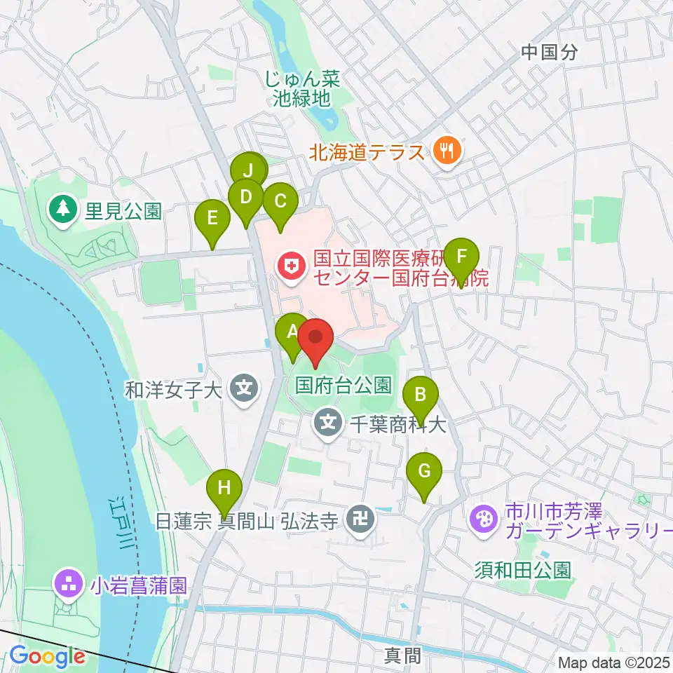国府台スタジアム周辺の駐車場・コインパーキング一覧地図