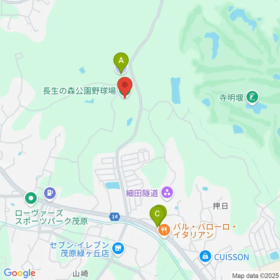 長生の森公園野球場周辺の駐車場・コインパーキング一覧地図