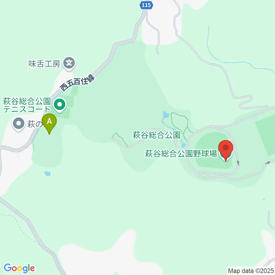 萩谷総合公園野球場周辺の駐車場・コインパーキング一覧地図