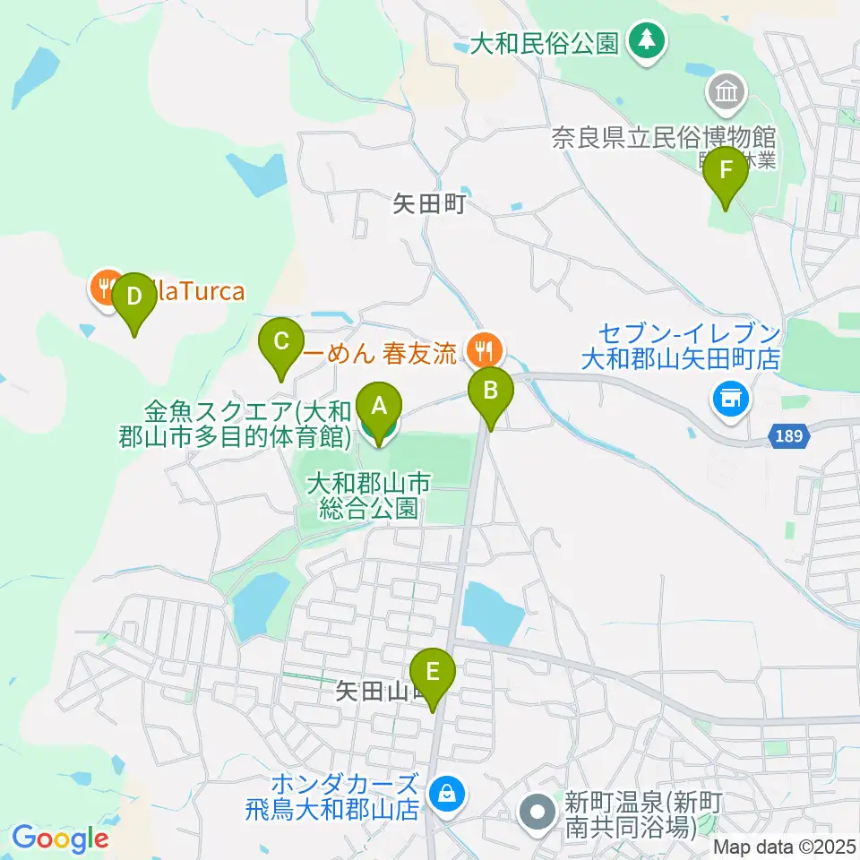 大和郡山市多目的体育館 金魚スクエア周辺の駐車場・コインパーキング一覧地図