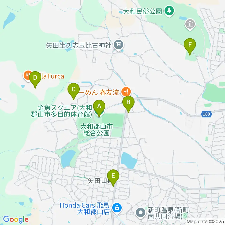 大和郡山市多目的体育館 金魚スクエア周辺の駐車場・コインパーキング一覧地図