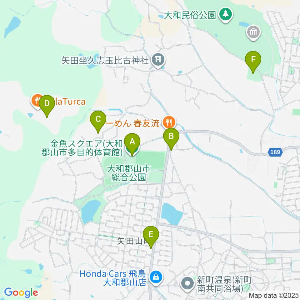 大和郡山市多目的体育館 金魚スクエア周辺の駐車場・コインパーキング一覧地図