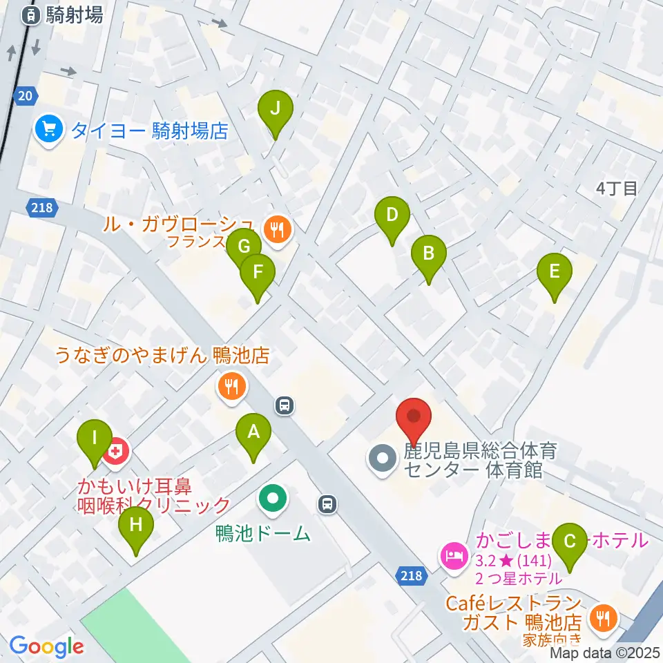鹿児島県総合体育センター体育館周辺の駐車場・コインパーキング一覧地図