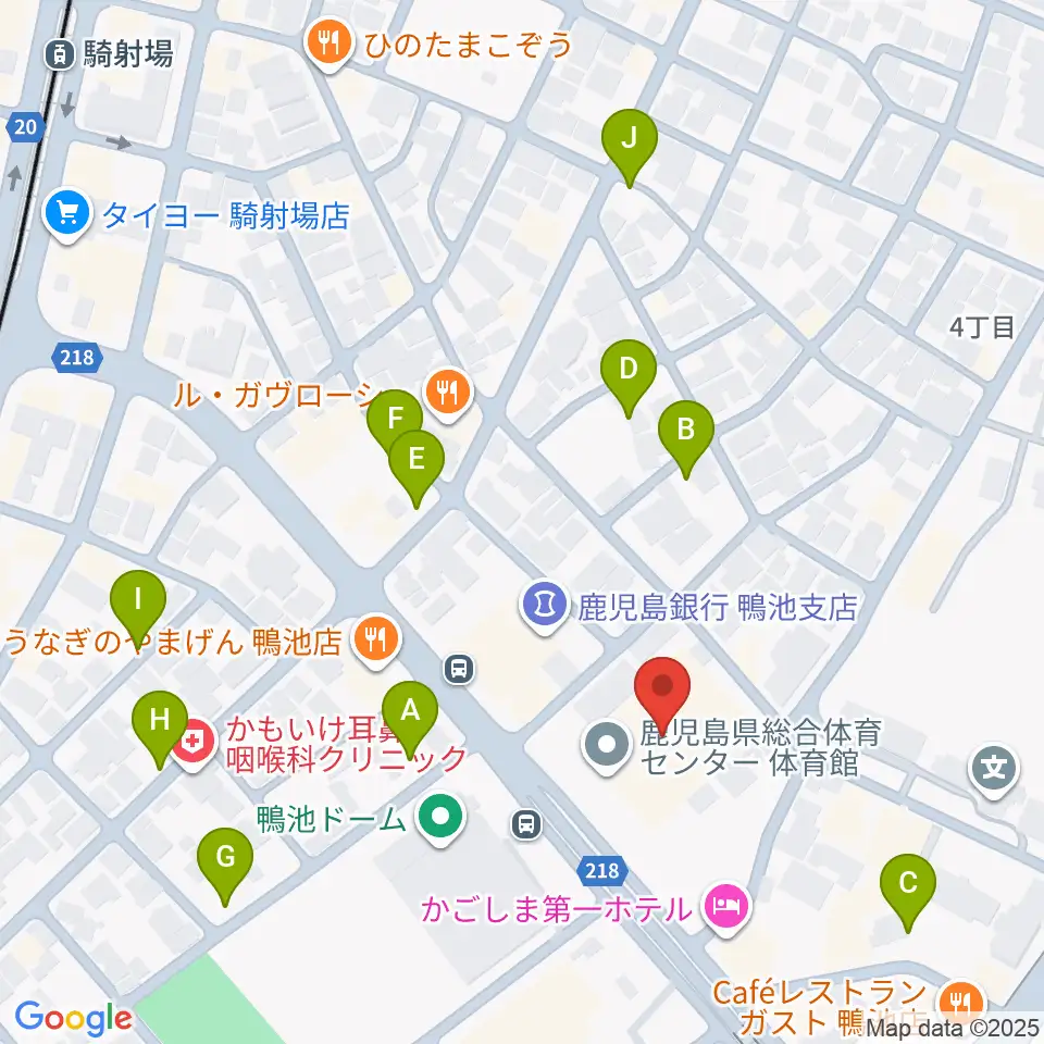 鹿児島県総合体育センター体育館周辺の駐車場・コインパーキング一覧地図