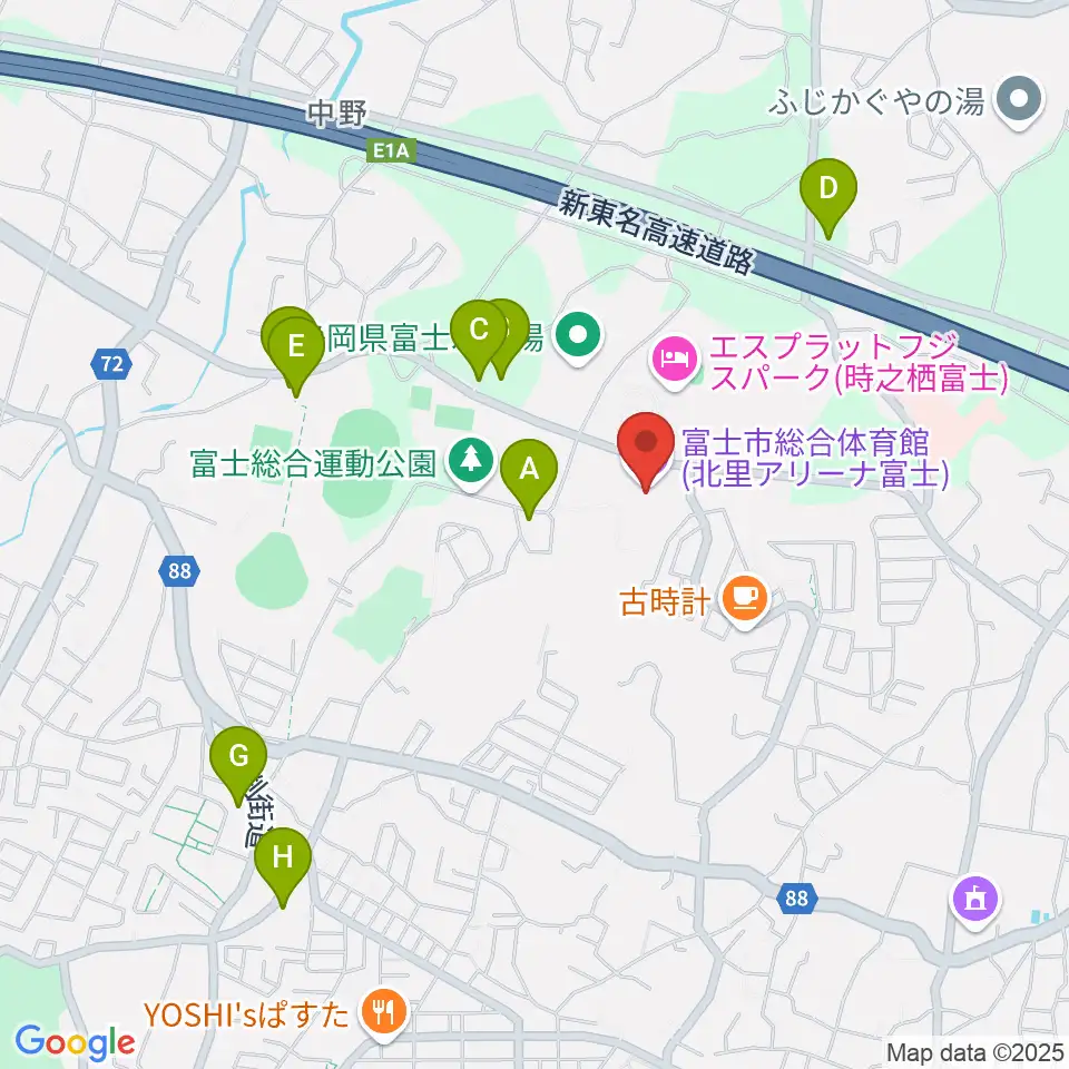 北里アリーナ富士周辺の駐車場・コインパーキング一覧地図