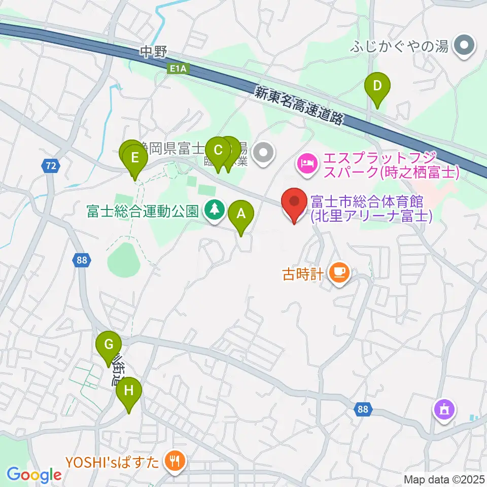 北里アリーナ富士周辺の駐車場・コインパーキング一覧地図