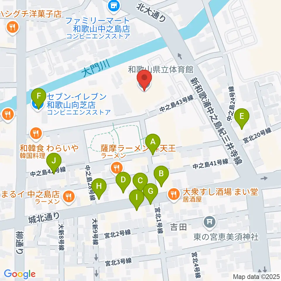 和歌山県立体育館周辺の駐車場・コインパーキング一覧地図