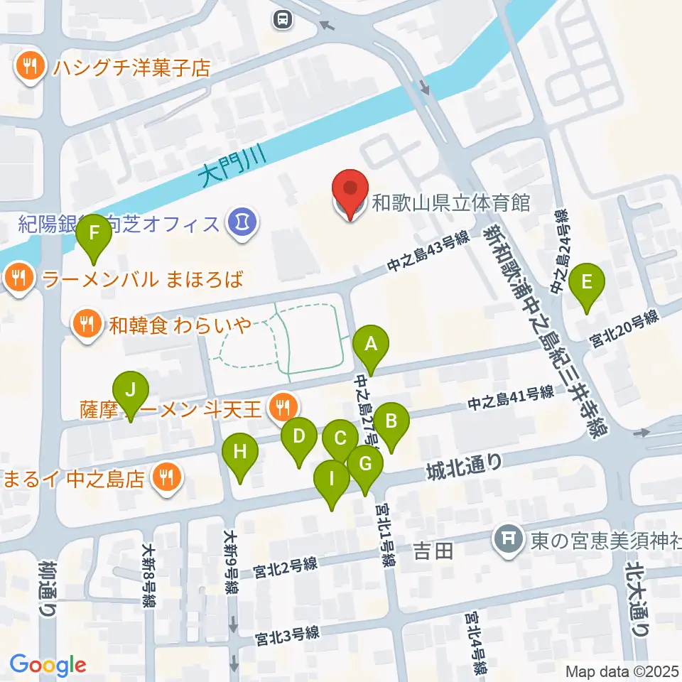 和歌山県立体育館周辺の駐車場・コインパーキング一覧地図