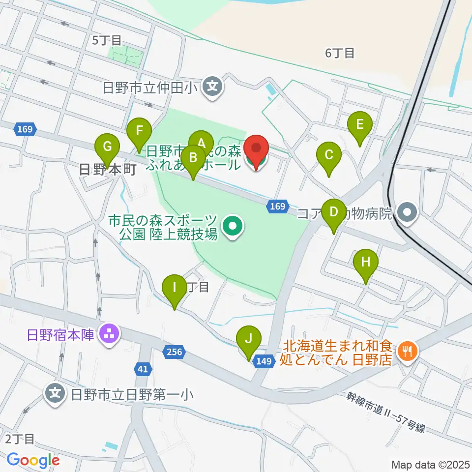 日野市市民の森ふれあいホール周辺の駐車場・コインパーキング一覧地図