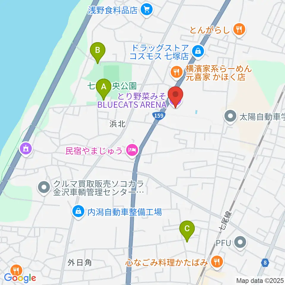 とり野菜みそ BLUECATS ARENA周辺の駐車場・コインパーキング一覧地図