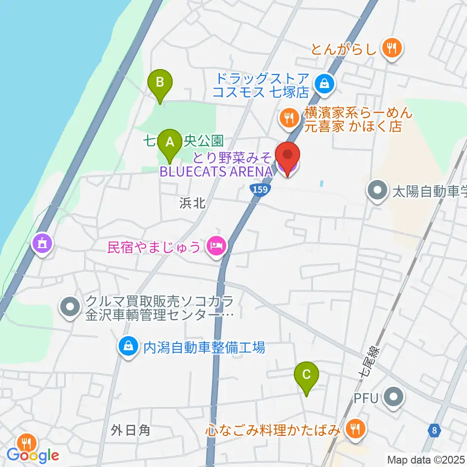 とり野菜みそ BLUECATS ARENA周辺の駐車場・コインパーキング一覧地図