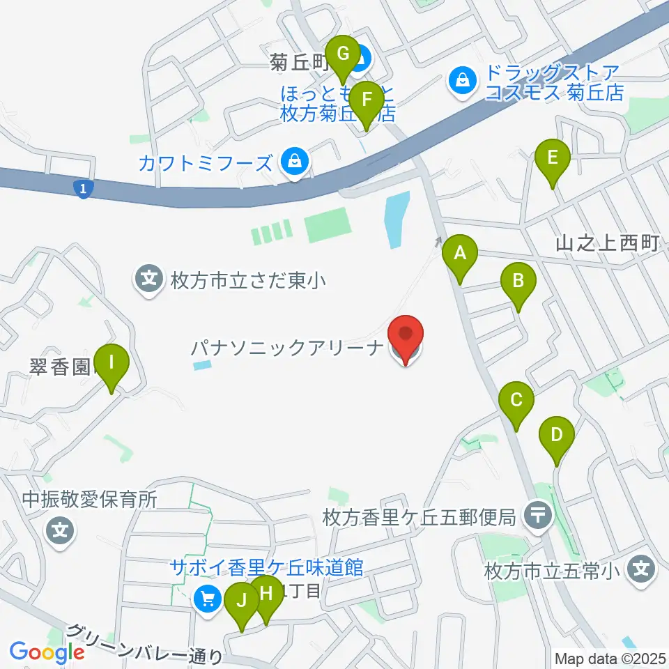 パナソニックアリーナ周辺の駐車場・コインパーキング一覧地図