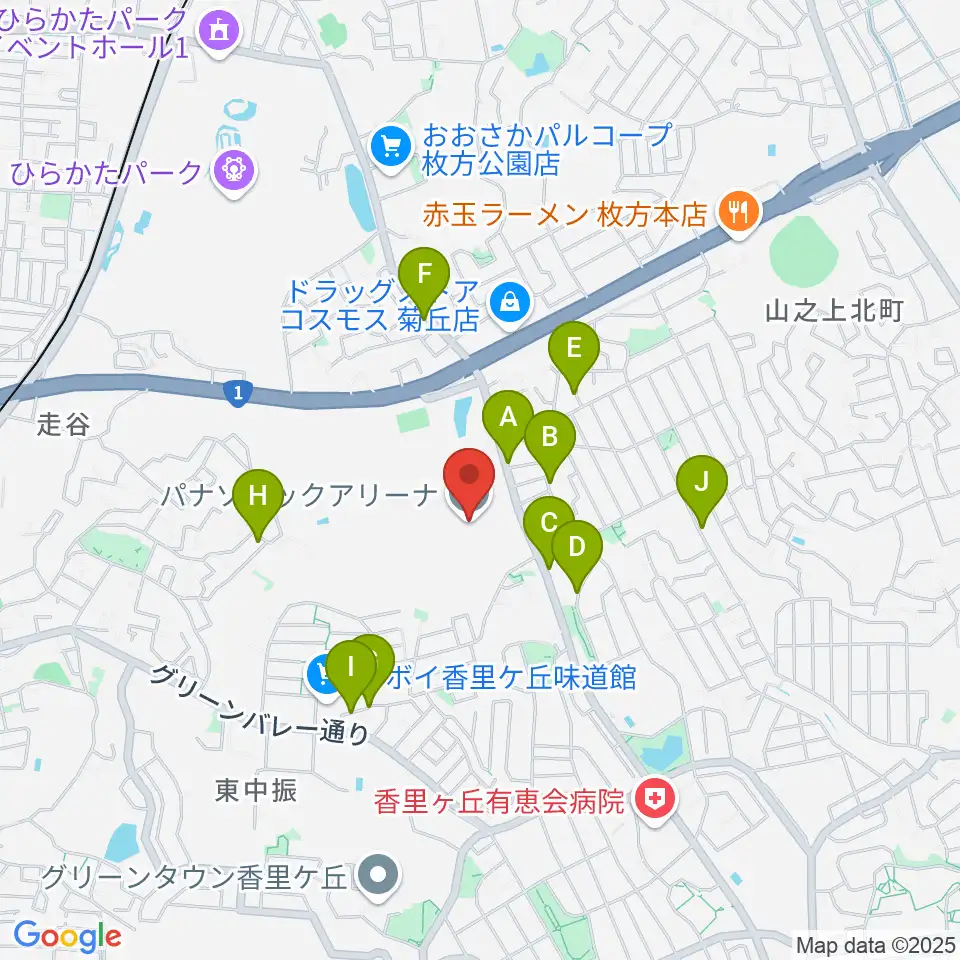 パナソニックアリーナ周辺の駐車場・コインパーキング一覧地図