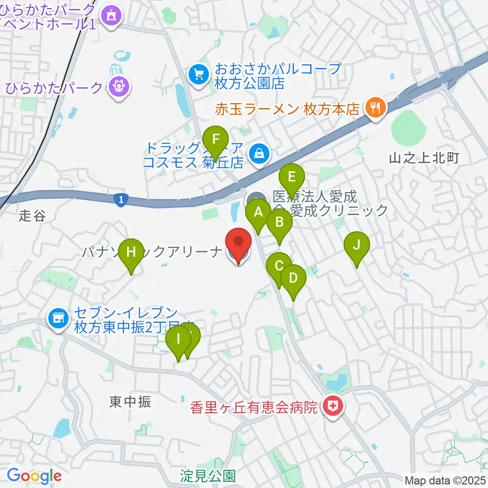 パナソニックアリーナ周辺の駐車場・コインパーキング一覧地図